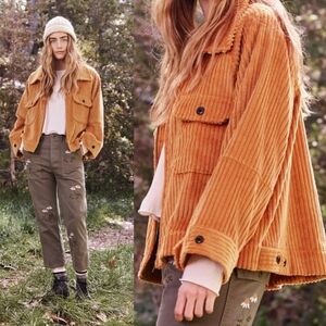 The Great Boxy Zip Corduroy Jacket  Rose Gold Peach